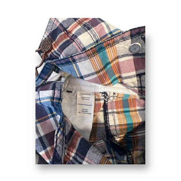 OshKosh B’Gosh Plaid Cargo Shortalls Size 18 Months - Picture 5 of 6